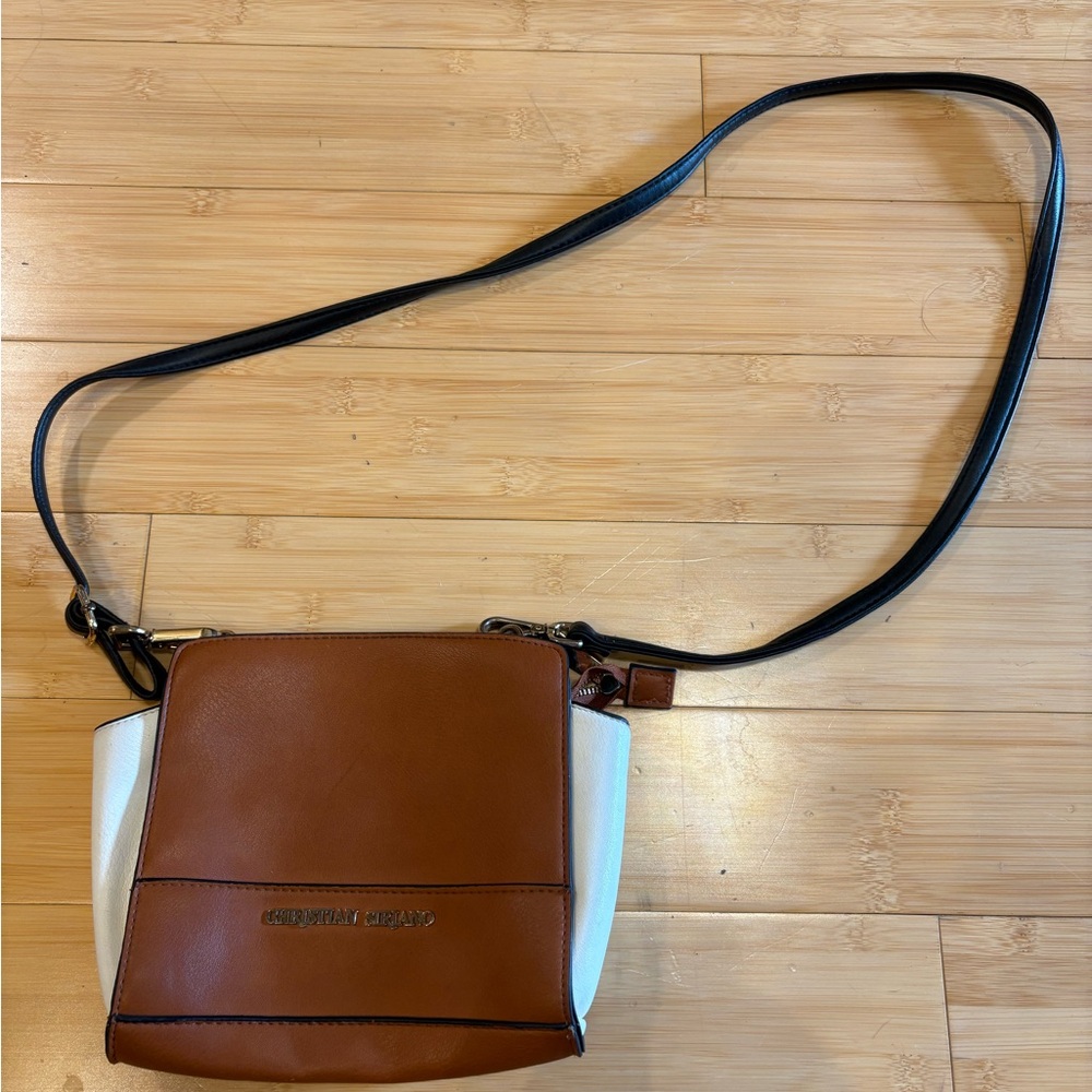 Christian Siriano Brown and White Crossbody Bag